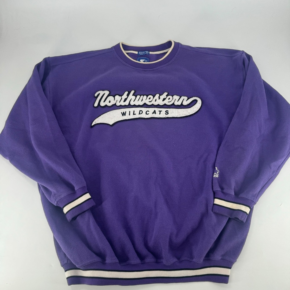 Vintage Starter Northwestern Wildcats Sweatshirt Mens XXXL Purple Waffle Knit